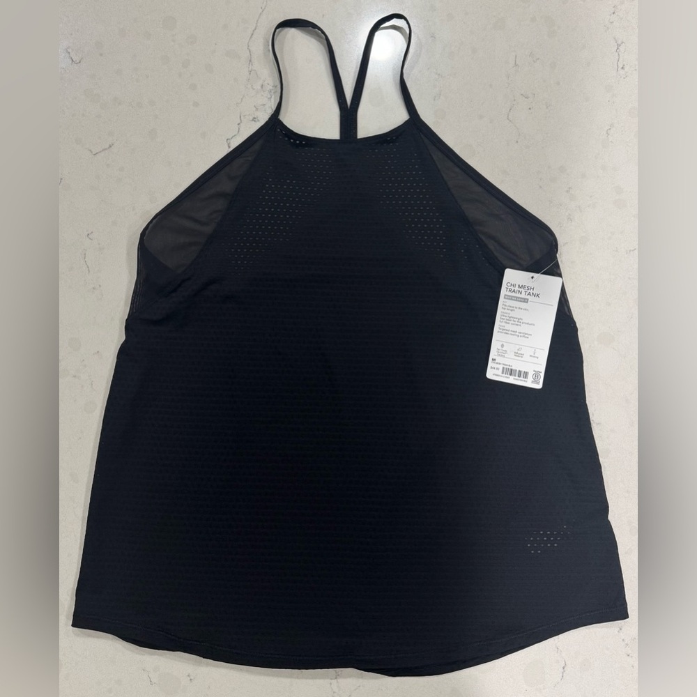 NWT Athleta Chi Mesh Train tank in black, size medium